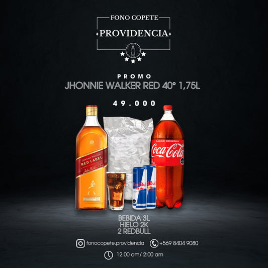 Promo Whisky Red Label 1.75 L + 2 energeticas