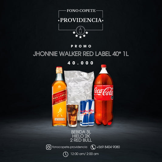 Promo Whisky Red Label 1L + 2 energeticas
